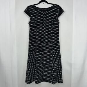 Joseph Ribkoff Womens Polka Dot Dress Cap Sleeve Black NO BELT Size 12